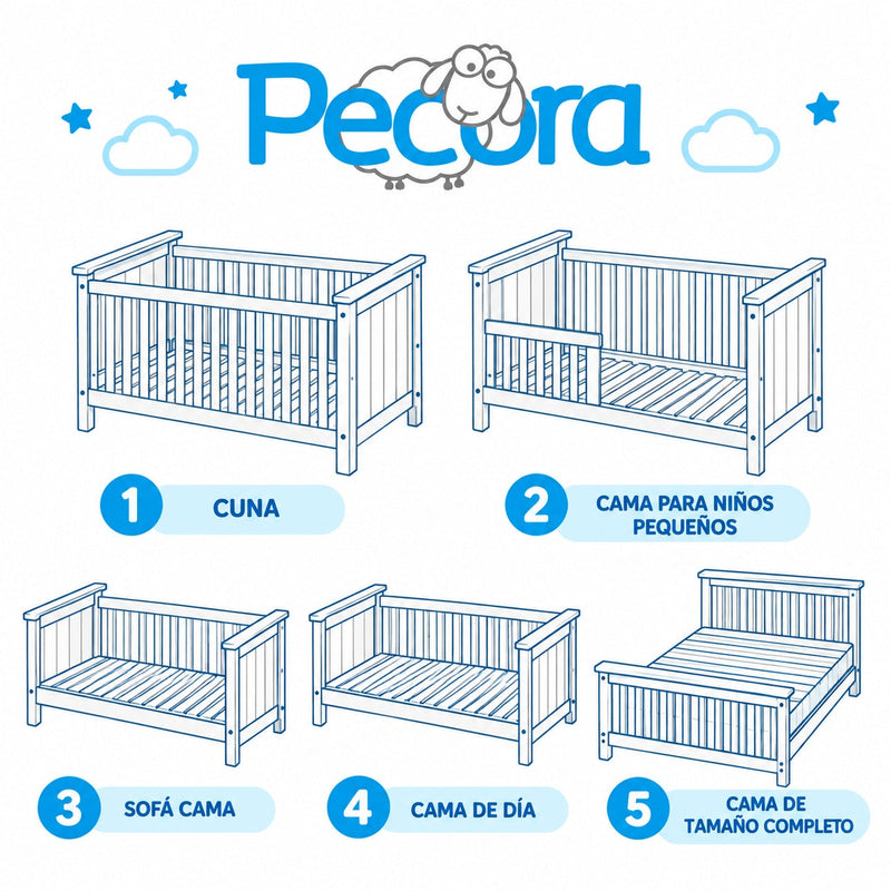 Pecora Cuna Convertible 5 en 1 Espresso B