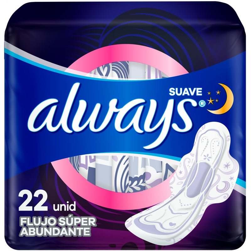Toallas Femeninas, Always Suave Nocturna 22 Unidades - Farmacias Arrocha