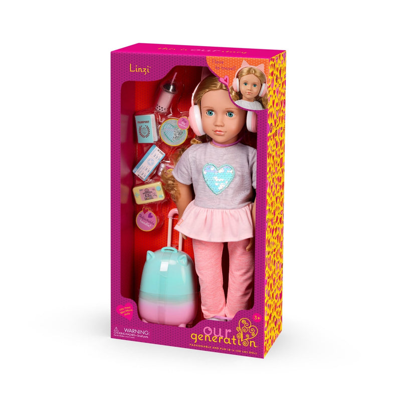 Linzi – Muñeca de 18” con Maleta y Accesorios de Viaje - Farmacias Arrocha