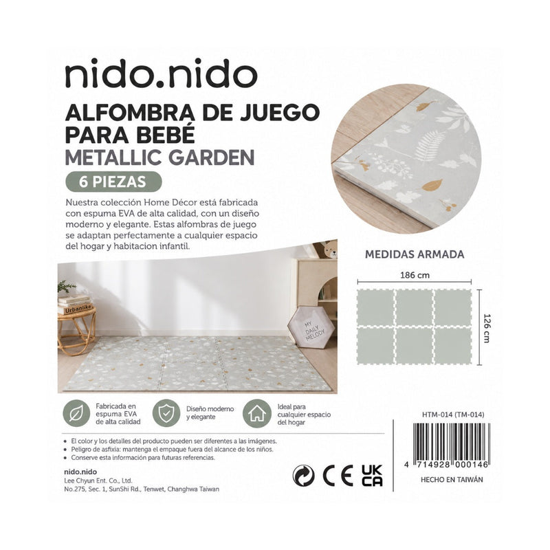 Nido Nido Alfombra de Juego para Bebé Metallic Garden 6 Piezas