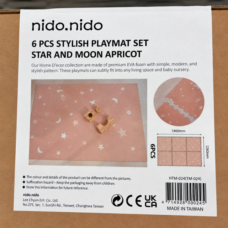 Nido Nido Alfombra de Juego para Bebé 6 Piezas Star and Moon