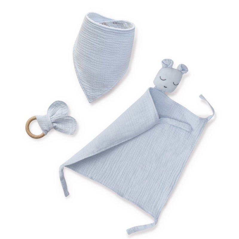 Set Dou Dou+Bandana+Mordedor Muselina Mod Oso Azul - Farmacias Arrocha