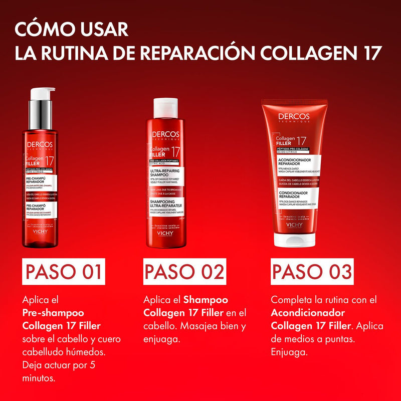 VICHY DERCOS REPARADOR COLLAGEN 17 FILLER PRE SHAMPOO 200 ML - Farmacias Arrocha