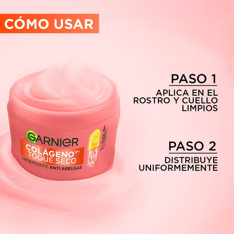 Crema Hidratante Garnier Toque Seco Colágeno 85 gr