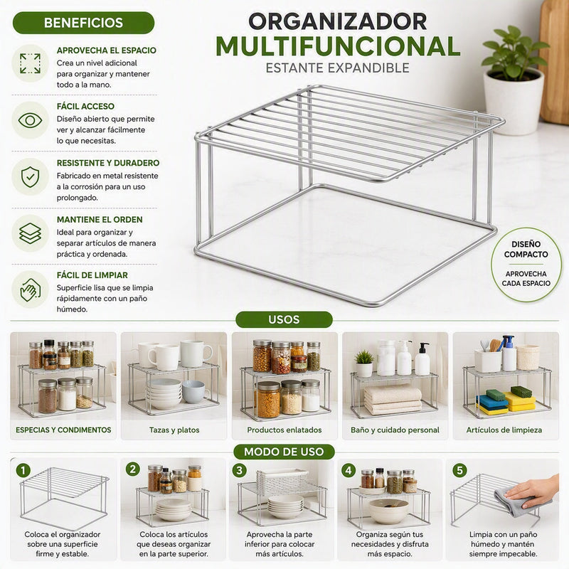 organizador de gabinete de 2 niveles