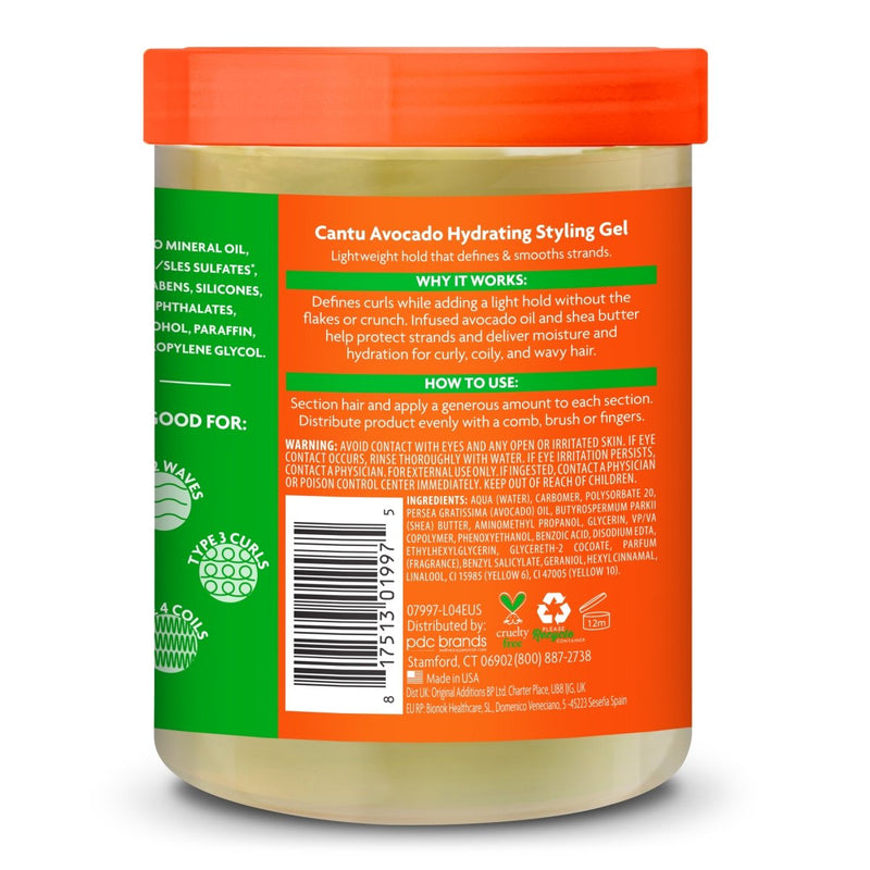 Cantu Avocado Hydrating Styling Gel, 18.5 oz - Farmacias Arrocha