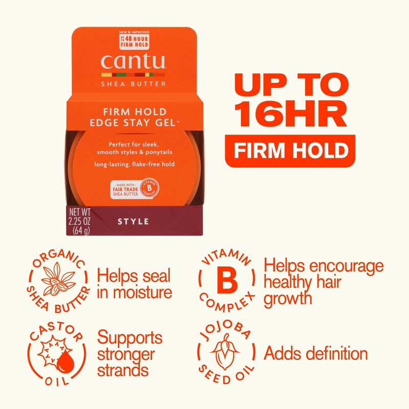Cantu Firm Hold Edge Stay Gel with Shea Butter, 2.25 oz - Farmacias Arrocha