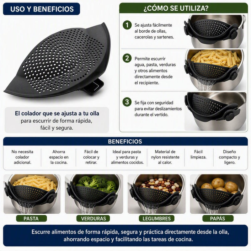 Colador para ollas con clip - Farmacias Arrocha