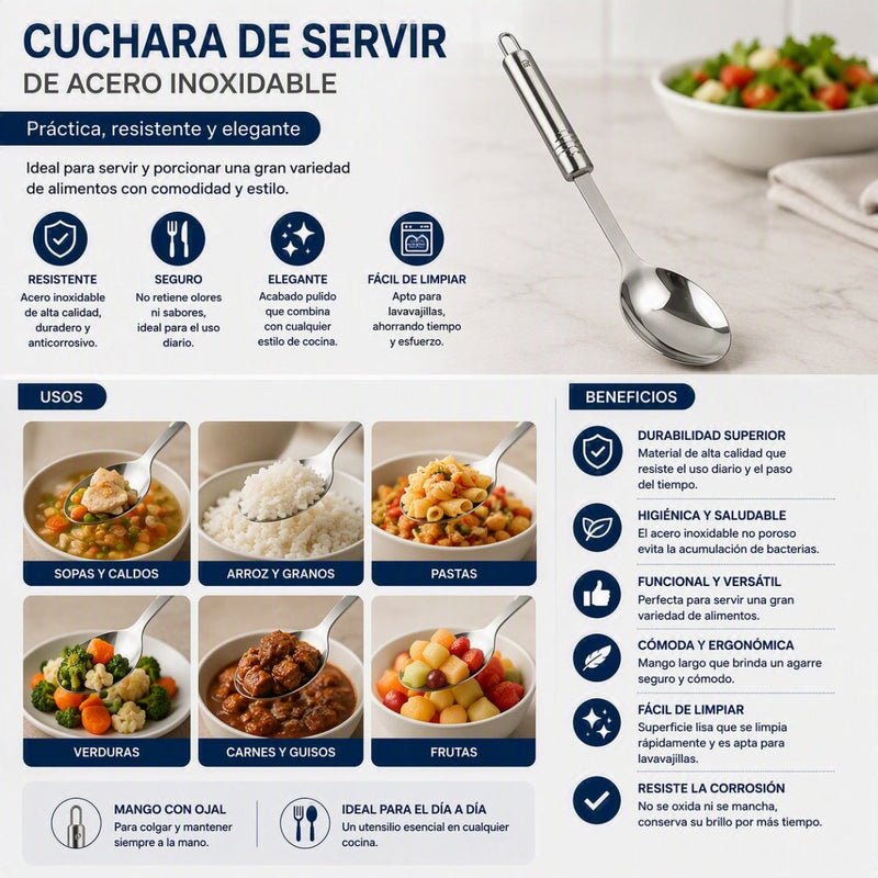 Cuchara para servir de acero inoxidable - Farmacias Arrocha