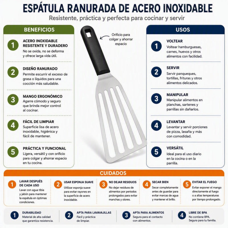 espátula larga ranurada - Farmacias Arrocha