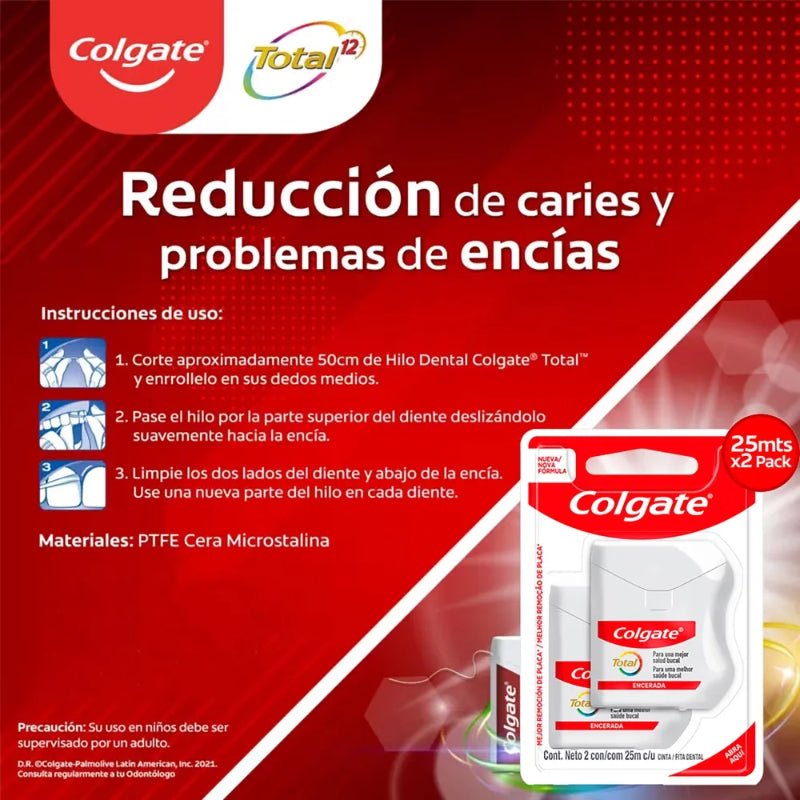 Hilo Dental Colgate Total 12 25 M 2 Pack - Farmacias Arrocha