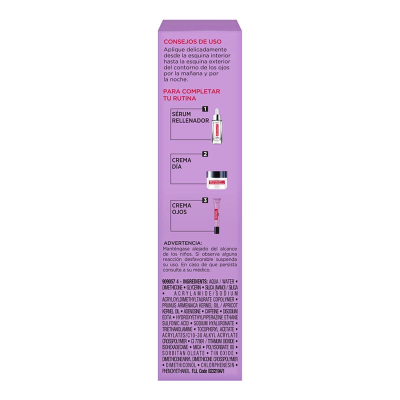 Contorno Ojos Hidratante L'Oréal París Revitalift Acido Hialuronico 15Ml - Farmacias Arrocha