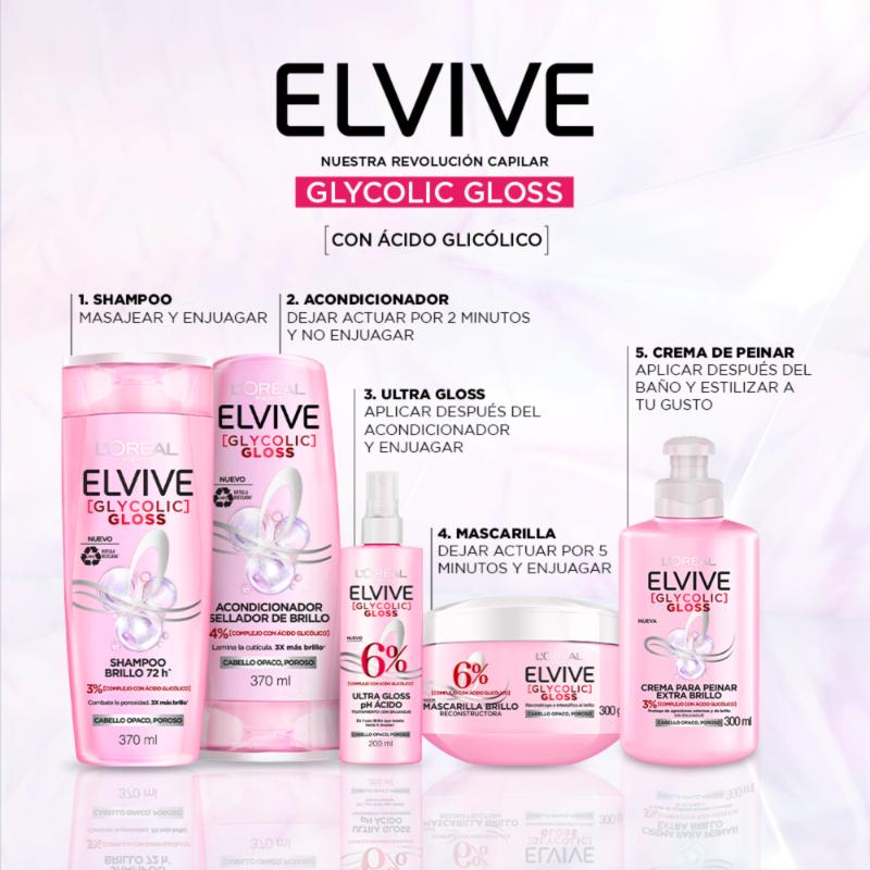 Acondicionador L'Oreal Paris Elvive Glycolic Gloss 370 Ml - Farmacias Arrocha
