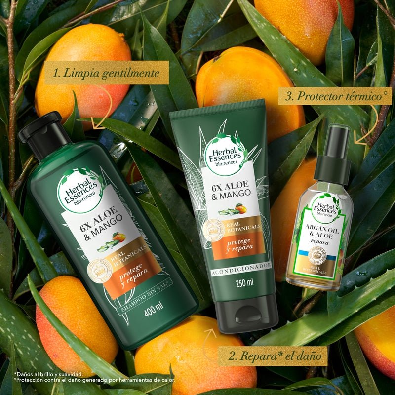 Shampoo Herbal Essences Bio:renew 6x Aloe & Mango Protege & Repara 400 ml - Farmacias Arrocha