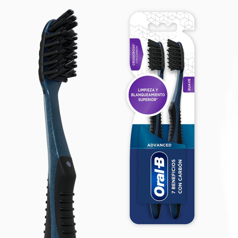 Cepillos de dientes Oral - B Advanced 7 Beneficios con Carbón 2 Unidades - Farmacias Arrocha