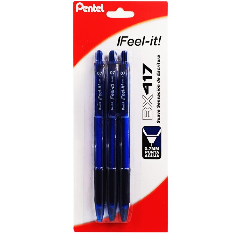 Bolígrafos P.ta. Fina 3 pzas azul. - Farmacias Arrocha