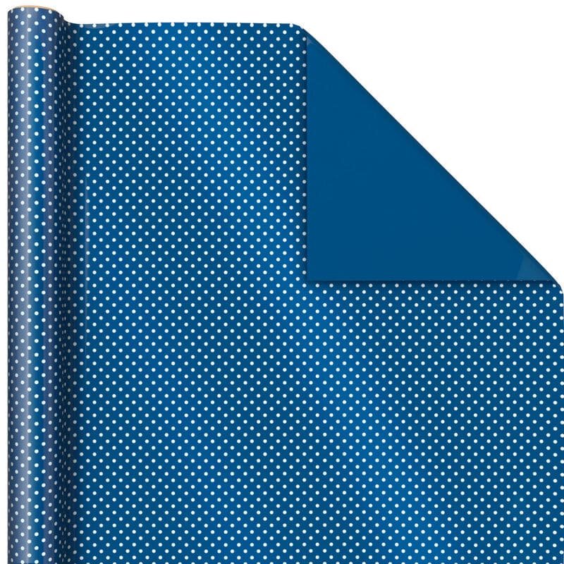 Hallmark Papel De Regalo Reversible Lunares Azul y Blanco 20Ft² - Farmacias Arrocha