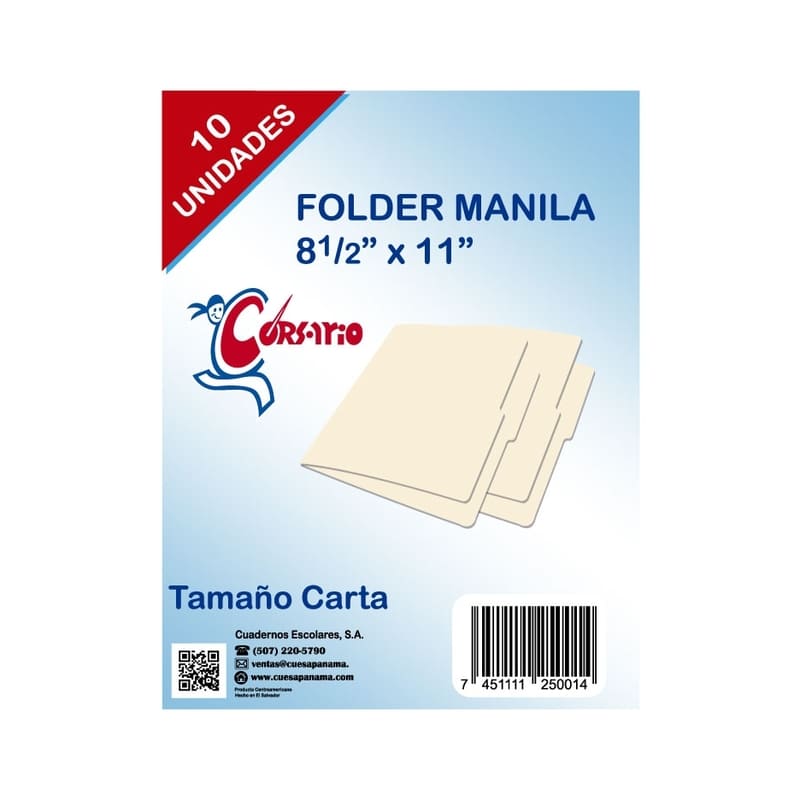 Corsario Etiqueta Folder Manila 10 Unid. 8.5 x 11' - Farmacias Arrocha