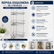 Repisa esquinera de 3 niveles - Farmacias Arrocha