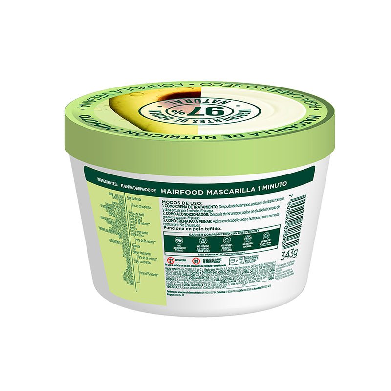 Garnier Fructis Hair Food Mascarilla de Nutrición Aguacate 300ML - Farmacias Arrocha