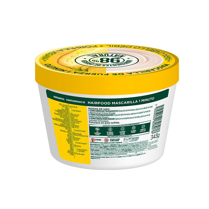 Garnier Fructis Hair Food Mascarilla de Fuerza Banana 300 ML - Farmacias Arrocha