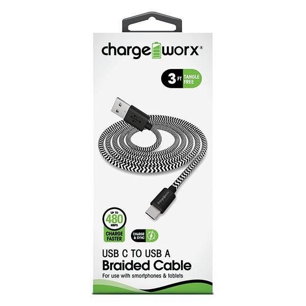 Chargeworx 3 Ft Braided Usb C - Farmacias Arrocha