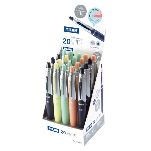 Milan Boligrafo Capsule Silver Azul - Farmacias Arrocha
