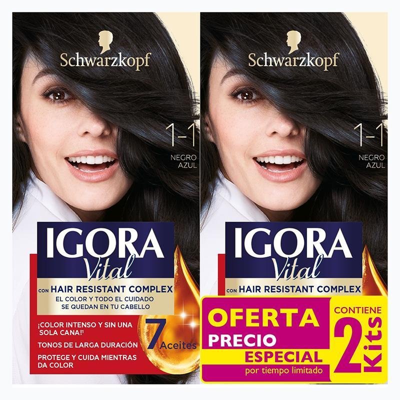 Igora Vital 1-1 Negro Azul (2Kit) - Farmacias Arrocha