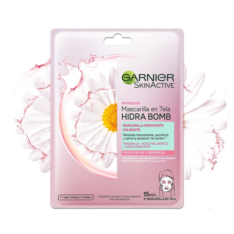 Garnier Skin Active Mascarilla en Tela Hydra Bomb Manzanilla - Calmante - Farmacias Arrocha